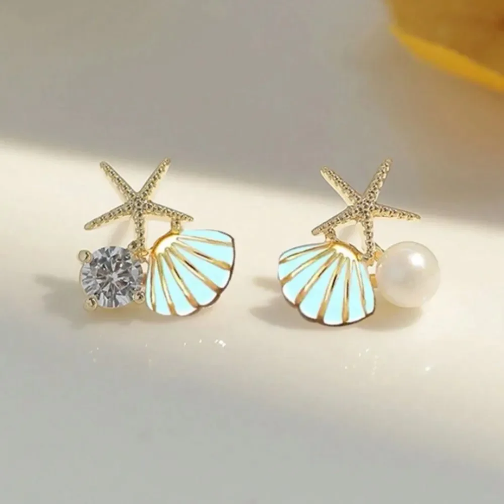 3for$20 NEW 2pcs Rhinestone & Starfish Decor Earrings